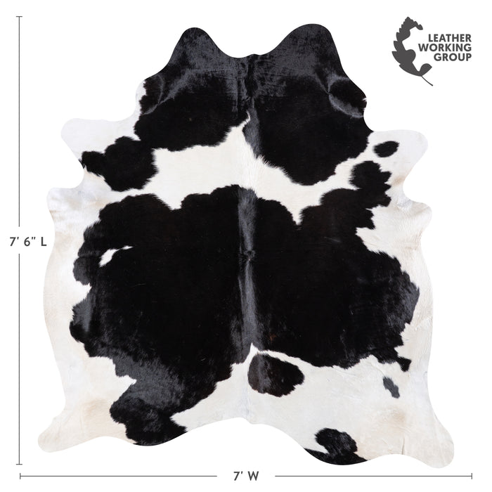 Brazilian Black and White Cowhide Rug Size 7'6" L x 7'0" W 4677