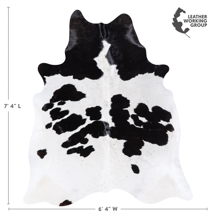 Brazilian Black and White Cowhide Rug Size 7'4" L x 6'4" W 4679