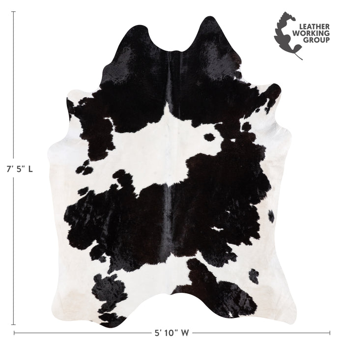 Brazilian Black and White Cowhide Rug Size 7'5" L x 5'10" W 4683