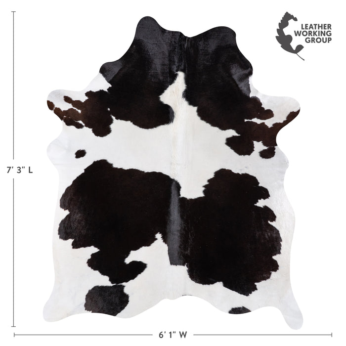 Brazilian Black and White Cowhide Rug Size 7'3" L x 6'1" W 4686