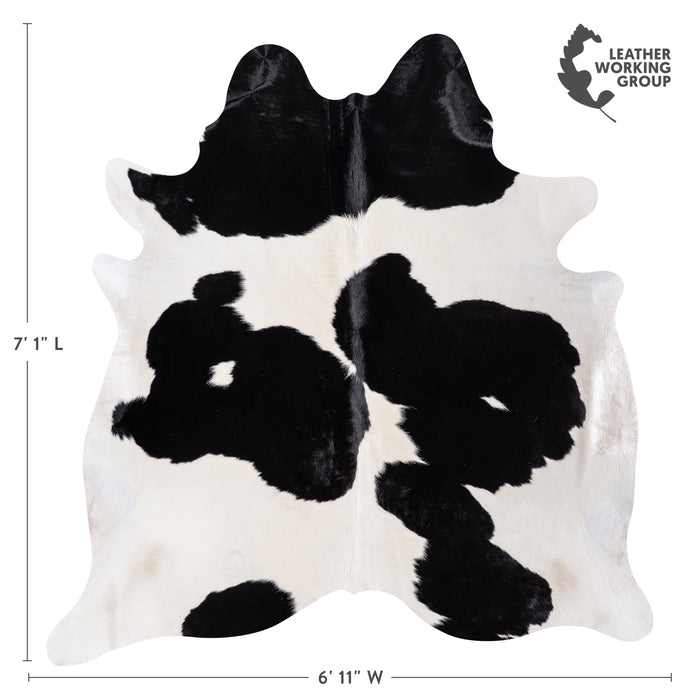 Brazilian Black and White Cowhide Rug Size 7'1" L x 6'11" W 4688
