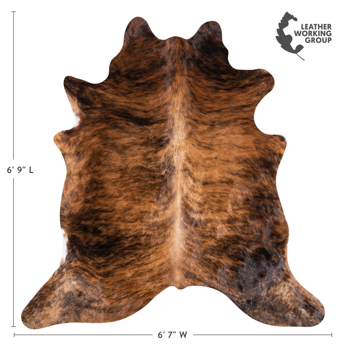 Brazilian Brindle Cowhide Rug Size 6'9" L x 6'7" W 4748