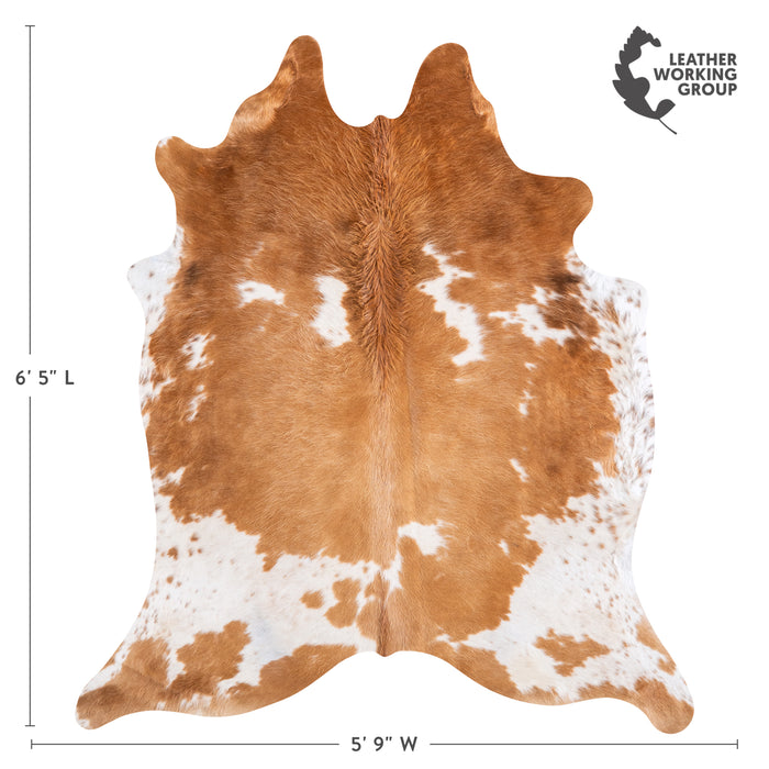 Brazilian Palomino and White Cowhide Rug Size 6'5" L x 5'9" W 4850