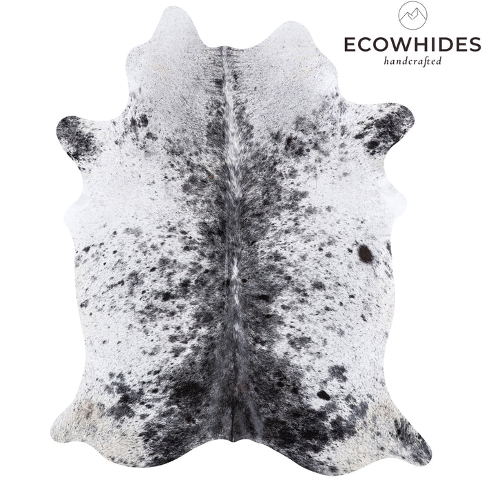 Brazilian Black Salt and Pepper Cowhide Rug Size 7'1" L x 5'9" W 4861