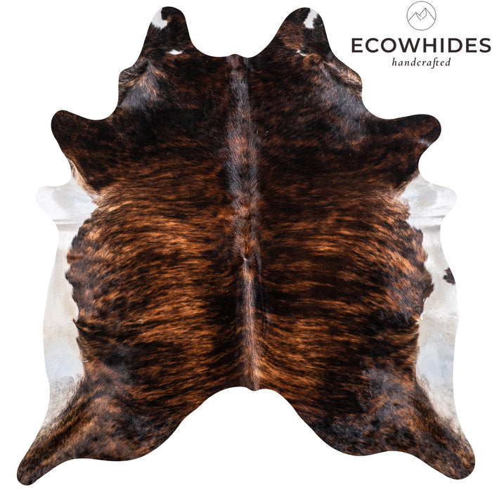 Brazilian Brindle White Belly Cowhide Rug Size 6'9" L x 6'8" W 4976