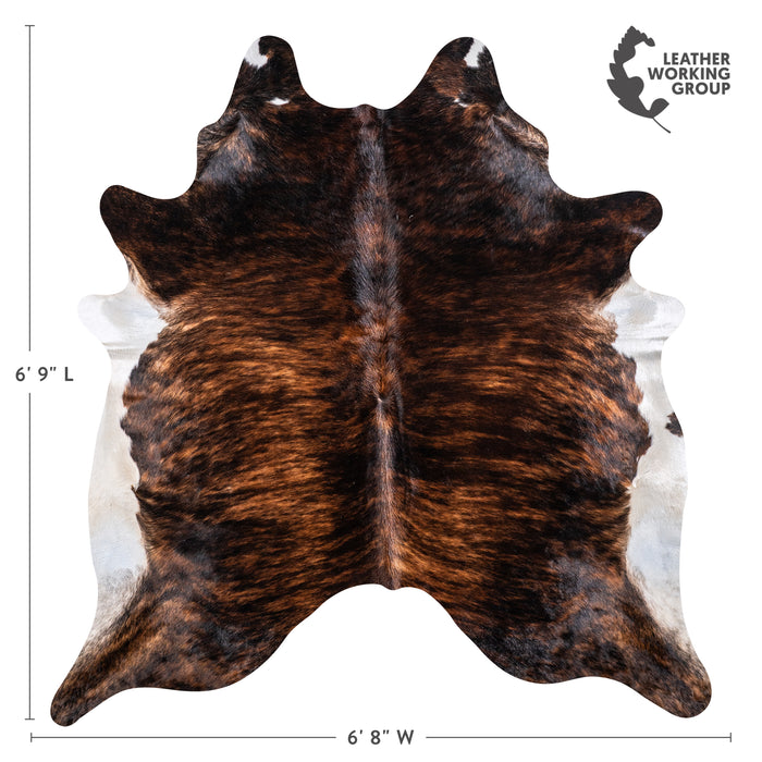 Brazilian Brindle White Belly Cowhide Rug Size 6'9" L x 6'8" W 4976