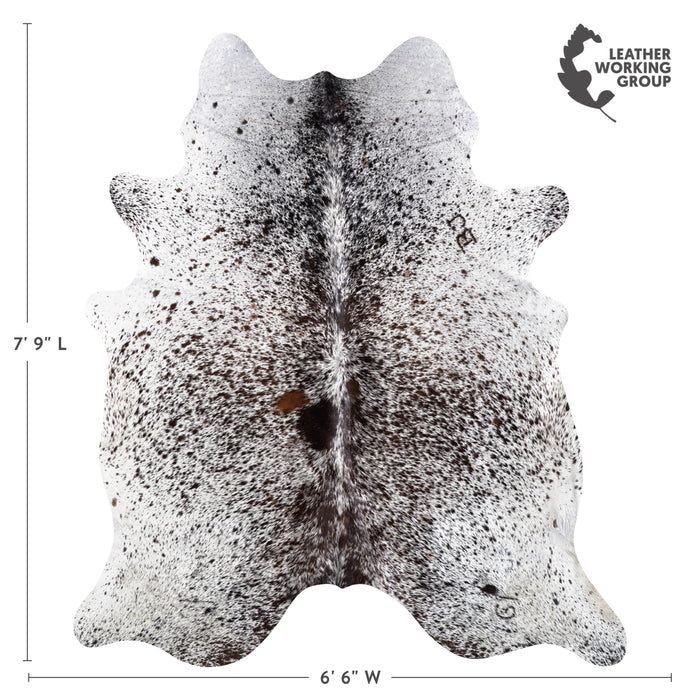 Brazilian Brown Salt and Pepper Cowhide Rug Size 7'9" L x 6'6" W 5101