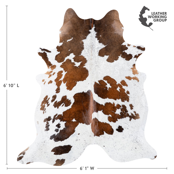 Brazilian Chocolate and White Cowhide Rug Size 6'10" L x 6'1" W 5138
