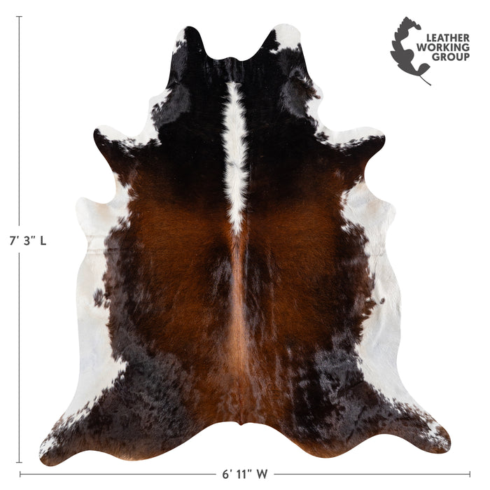 Brazilian Chocolate and White Cowhide Rug Size 7'3" L x 6'11" W 5161