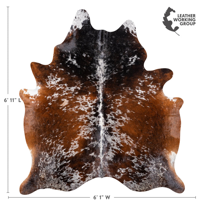 Brazilian Chocolate and White Cowhide Rug Size 6'11" L x 6'1" W 5167