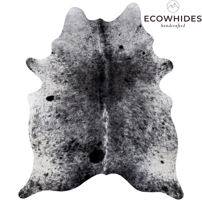 Brazilian Black Salt and Pepper Cowhide Rug Size 7'1" L x 6'1" W 5177