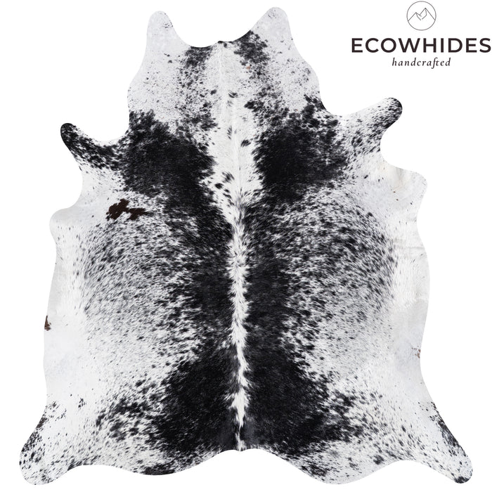 Brazilian Black Salt and Pepper Cowhide Rug Size 7'3" L x 6'10" W 5179