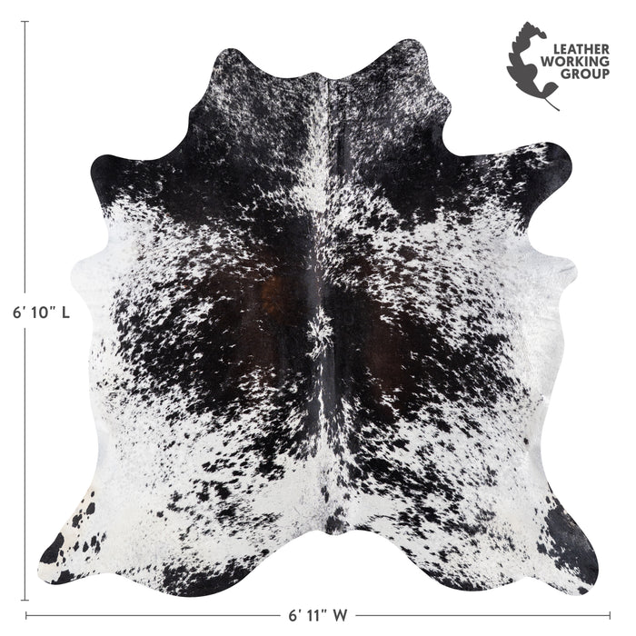 Brazilian Black Salt and Pepper Cowhide Rug Size 6'10" L x 6'11" W 5180