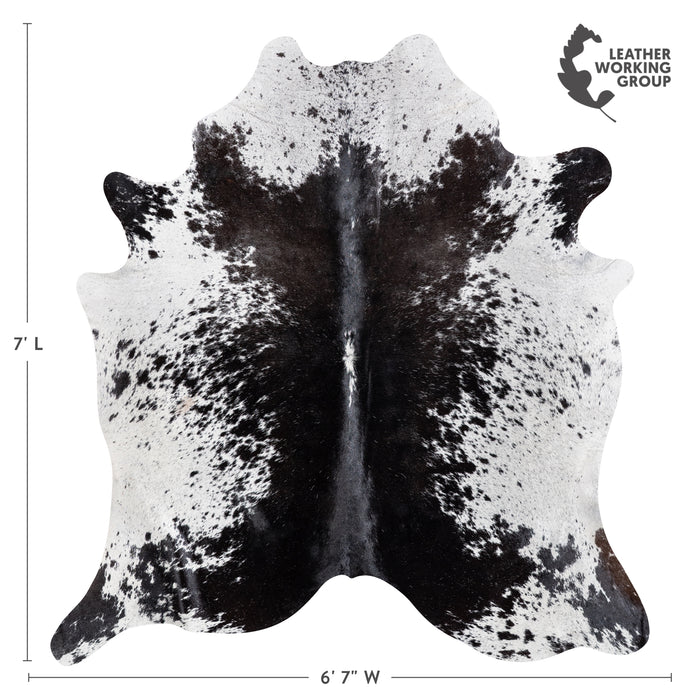 Brazilian Black Salt and Pepper Cowhide Rug Size 7'0" L x 6'7" W 5183