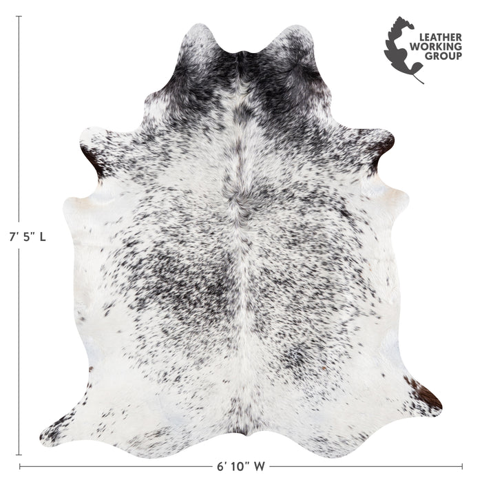 Brazilian Black Salt and Pepper Cowhide Rug Size 7'5" L x 6'10" W 5184