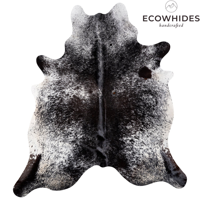 Brazilian Black Salt and Pepper Cowhide Rug Size 8'2" L x 7'6" W 5187