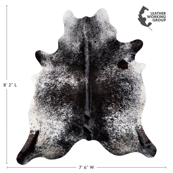 Brazilian Black Salt and Pepper Cowhide Rug Size 8'2" L x 7'6" W 5187