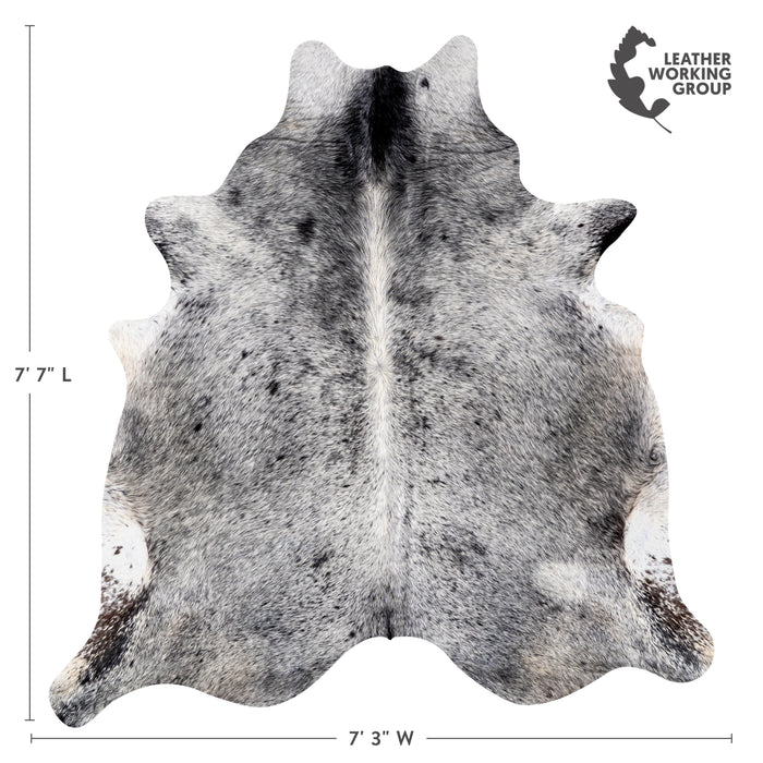 Brazilian Black Salt and Pepper Cowhide Rug Size 7'7" L x 7'3" W 5190