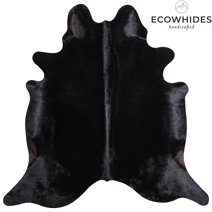 Brazilian Solid Black Cowhide Rug Size 7'2" L x 6'9" W 5221