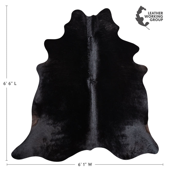 Brazilian Solid Black Cowhide Rug Size 6'6" L x 6'1" W 5225