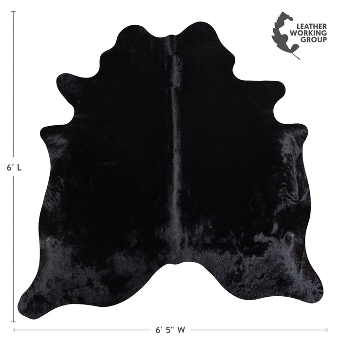 Brazilian Solid Black Cowhide Rug Size 6'0" L x 6'5" W 5226