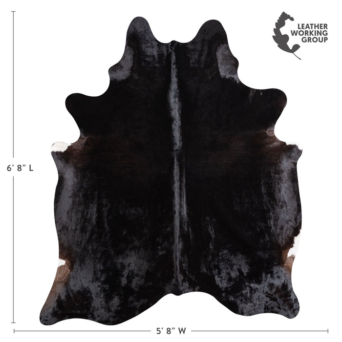 Brazilian Solid Black Cowhide Rug Size 6'8" L x 5'8" W 5229