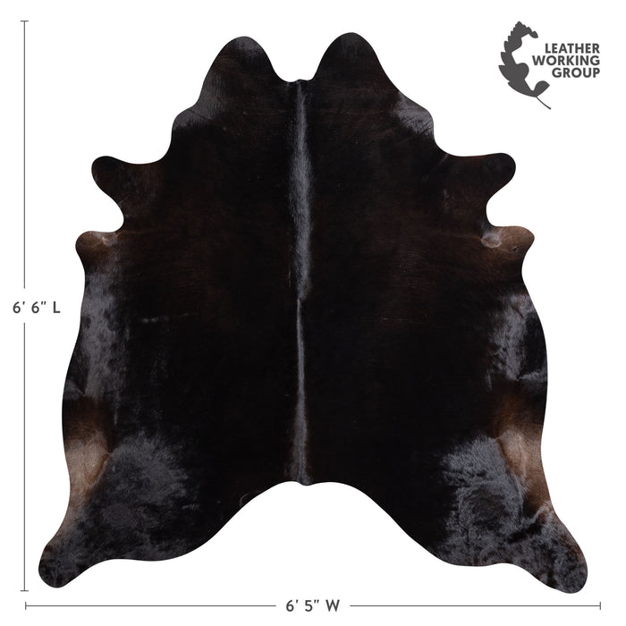 Brazilian Solid Black Cowhide Rug Size 6'6" L x 6'5" W 5232