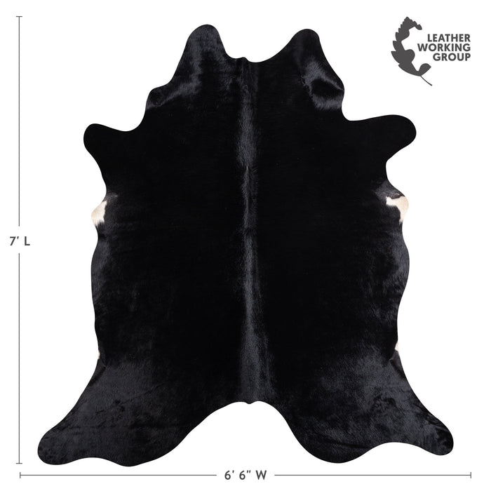 Brazilian Solid Black Cowhide Rug Size 7'0" L x 6'6" W 5233