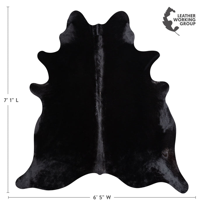 Brazilian Solid Black Cowhide Rug Size 7'1" L x 6'5" W 5237