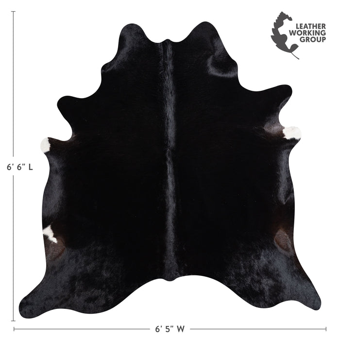 Brazilian Solid Black Cowhide Rug Size 6'6" L x 6'5" W 5240
