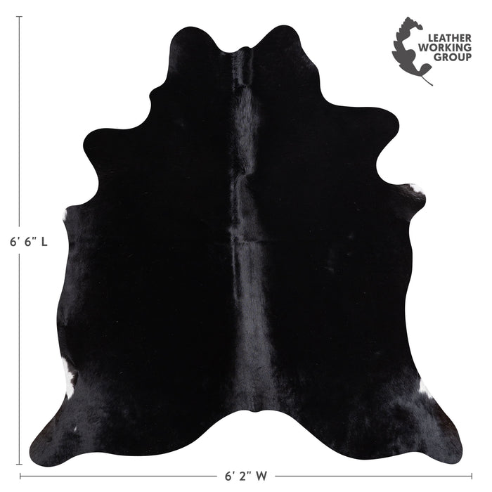 Brazilian Solid Black Cowhide Rug Size 6'6" L x 6'2" W 5245