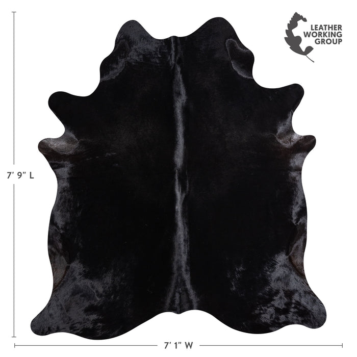 Brazilian Solid Black Cowhide Rug Size 7'9" L x 7'1" W 5252