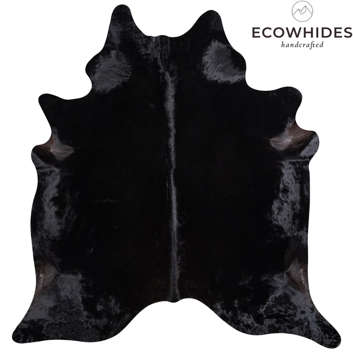 Brazilian Solid Black Cowhide Rug Size 7'4" L x 7'2" W 5253