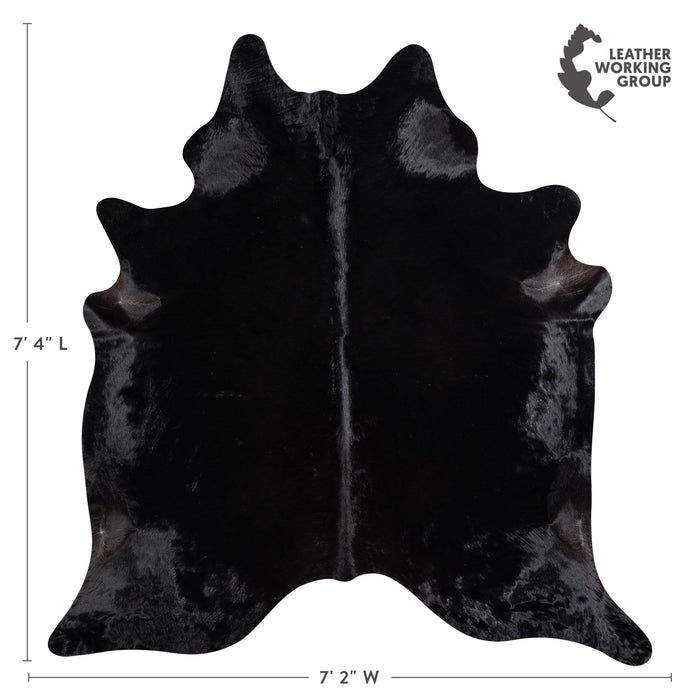 Brazilian Solid Black Cowhide Rug Size 7'4" L x 7'2" W 5253