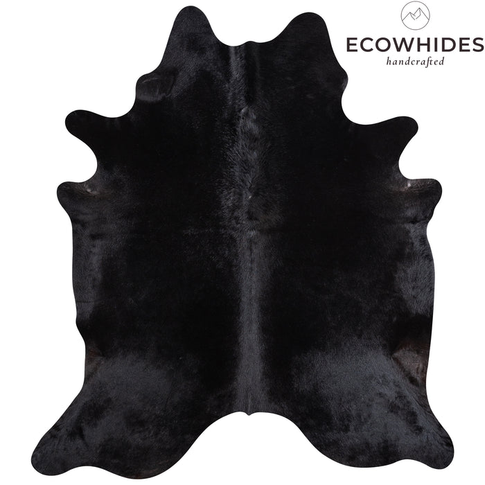 Brazilian Solid Black Cowhide Rug Size 8'2" L x 7'5" W 5260