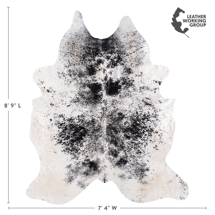 Brazilian Black Salt and Pepper Cowhide Rug Size 8'9" L x 7'4" W 5264