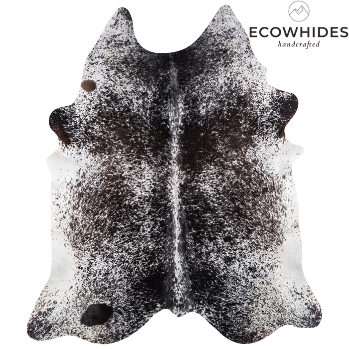 Brazilian Black Salt and Pepper Cowhide Rug Size 7'9" L x 6'8" W 5273