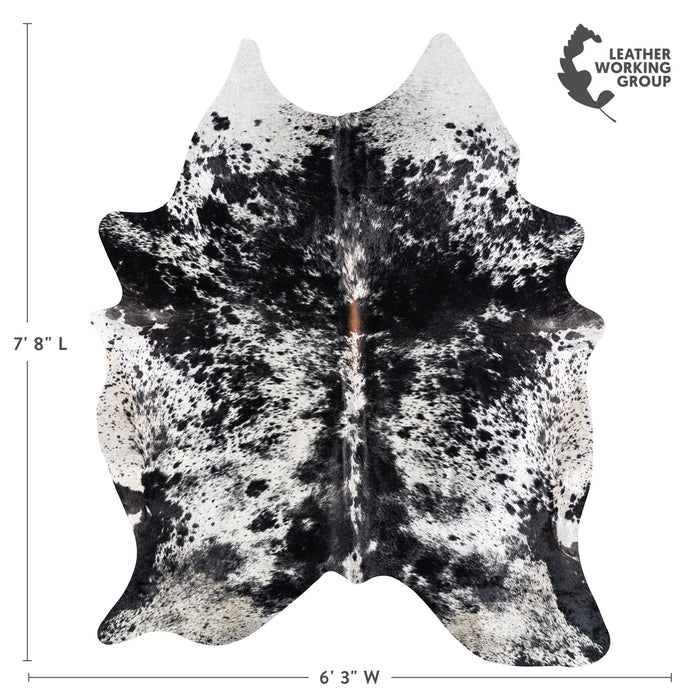 Brazilian Black Salt and Pepper Cowhide Rug Size 7'8" L x 6'3" W 5275