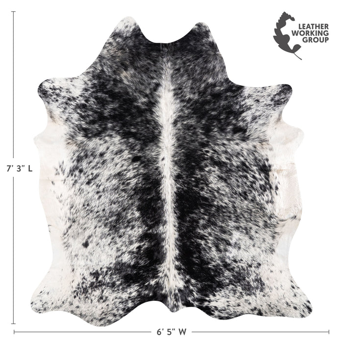 Brazilian Black Salt and Pepper Cowhide Rug Size 7'3" L x 6'5" W 5276