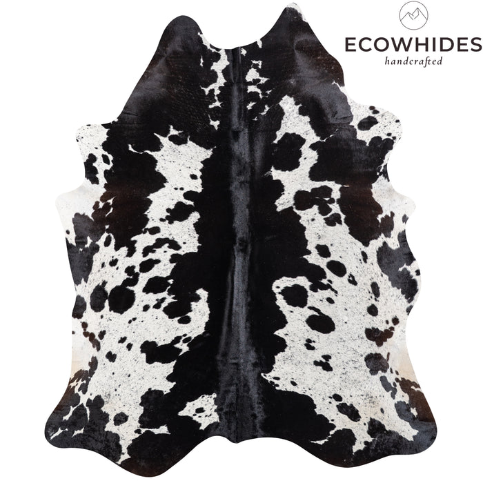 Brazilian Black Salt and Pepper Cowhide Rug Size 7'6" L x 6'5" W 5279