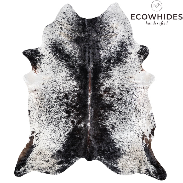 Brazilian Black Salt and Pepper Cowhide Rug Size 8'6" L x 7'1" W 5281