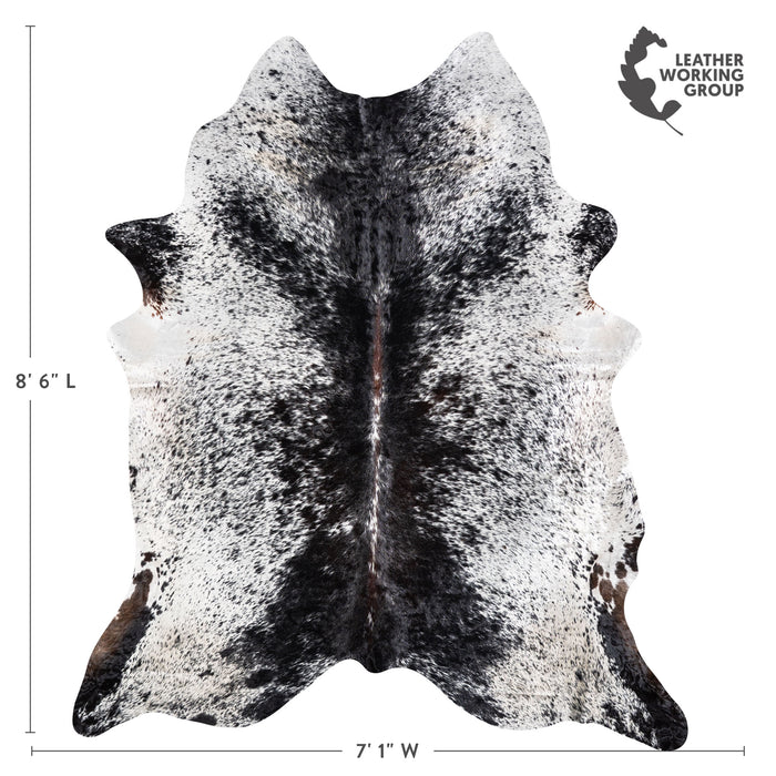 Brazilian Black Salt and Pepper Cowhide Rug Size 8'6" L x 7'1" W 5281