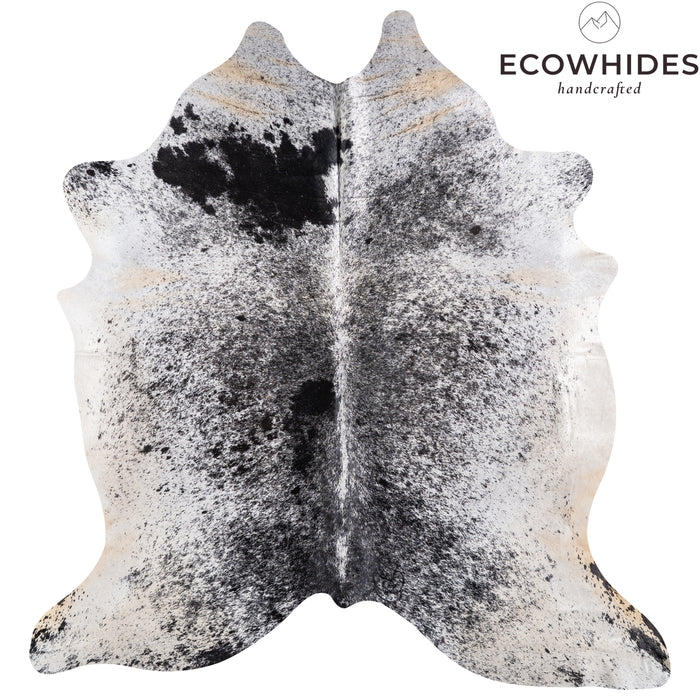 Brazilian Black Salt and Pepper Cowhide Rug Size 7'9" L x 7'1" W 5282