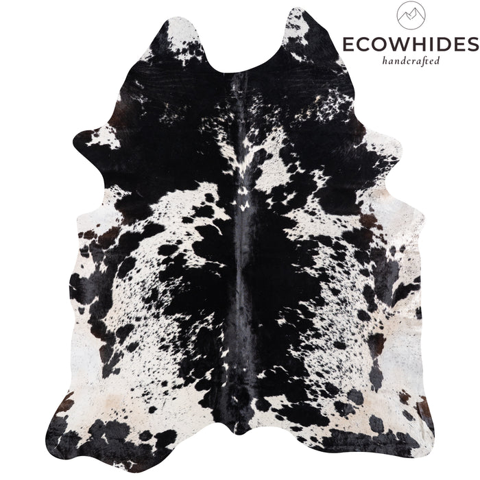 Brazilian Black Salt and Pepper Cowhide Rug Size 7'10" L x 6'7" W 5284