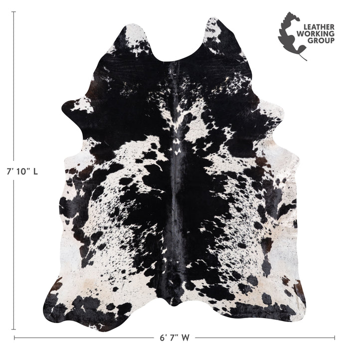 Brazilian Black Salt and Pepper Cowhide Rug Size 7'10" L x 6'7" W 5284