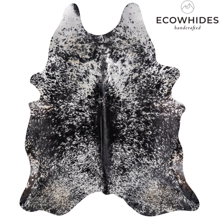 Brazilian Black Salt and Pepper Cowhide Rug Size 8'7" L x 7'0" W 5287