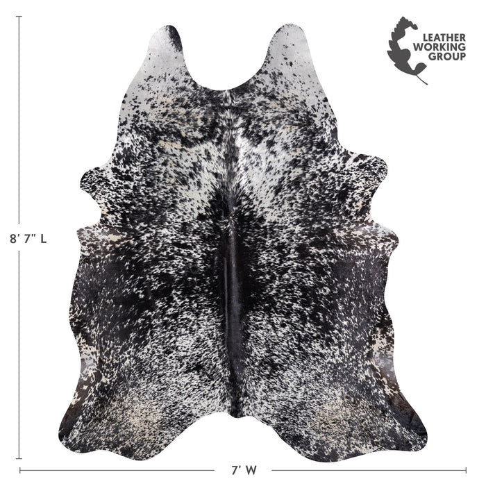 Brazilian Black Salt and Pepper Cowhide Rug Size 8'7" L x 7'0" W 5287