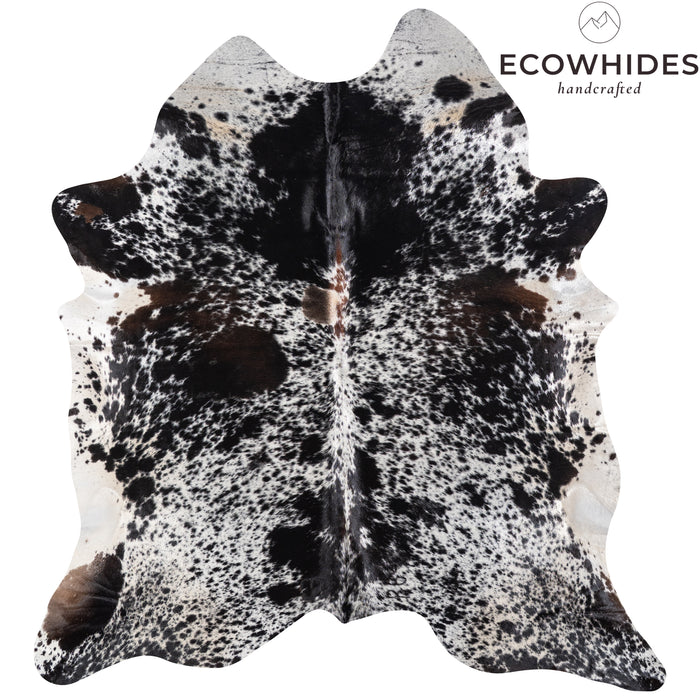 Brazilian Black Salt and Pepper Cowhide Rug Size 7'10" L x 7'1" W 5289