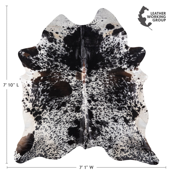 Brazilian Black Salt and Pepper Cowhide Rug Size 7'10" L x 7'1" W 5289