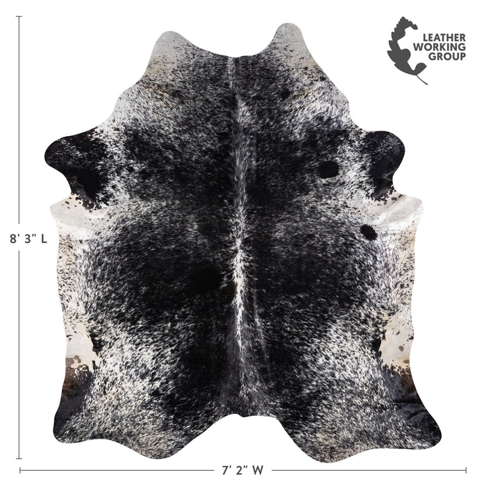 Brazilian Black Salt and Pepper Cowhide Rug Size 8'3" L x 7'2" W 5293